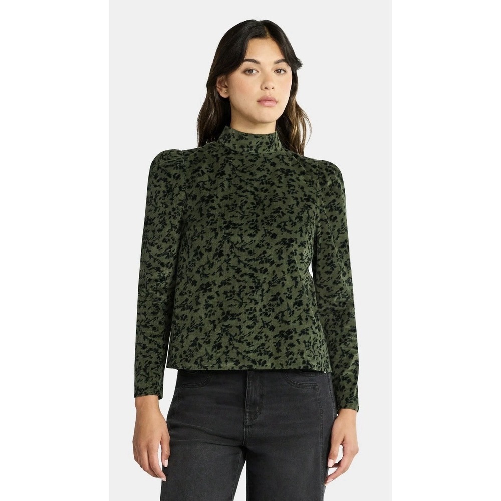 Time‎ and Tru Women's Tie Back Corduroy Top with Long Sleeves, Size XL
